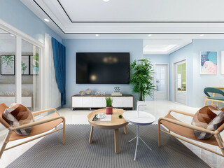 Modern and luxurious living room decoration of modern residence