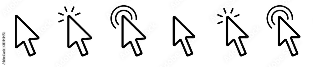 Poster Set of Cursor icons click, vector icons. Mouse click cursor set. Cursor icon. Vector illustration.