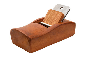 wooden hand plane isolated on white background
