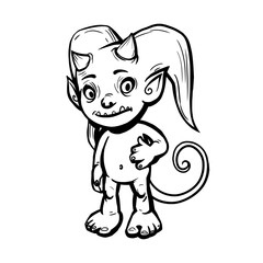 Cartoon cute and funny character. Monster and smile