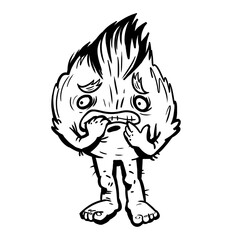 Scary and ugly monster afraid. Cute and smile