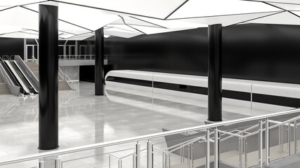 Driverless Metro Train and Modern Metro Station