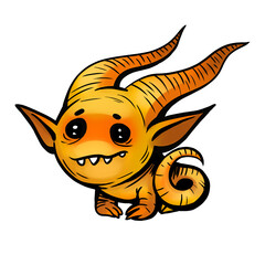 Cute orange monster. Happy halloween mascot