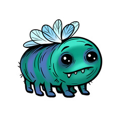 Green cute monster. Flying mascot