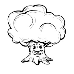 Illustration of a monster tree in line.