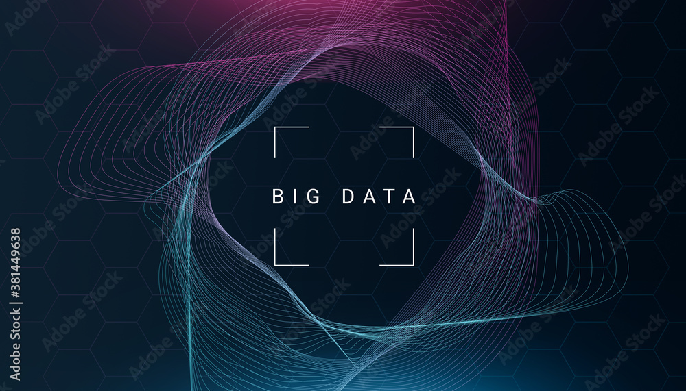 Poster Abstract Background For Big Data Technology Concept With Digital Waves And Mesh