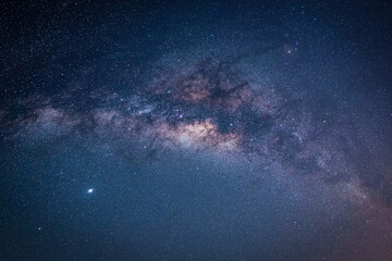 Landscape with Milky way galaxy. Night sky with stars.