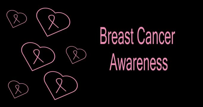 World Breast Cancer Awareness Day. Pink ribbon cancer awareness. Modern style logo animation for october month awareness campaigns.	