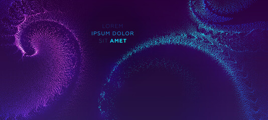 Glowing particles liquid dynamic flow background. Trendy fluid cover design. Eps10 vector illustration