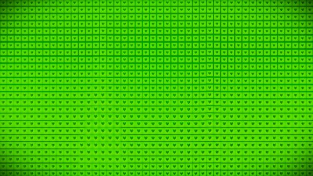 Broadcast Pulsating Hi-Tech Hearts Cubes Wall, Green, Events, 3D, Loopable, 4K