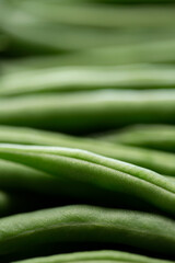 close-up fresh green beans with blur