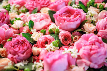 background colored flowers with blur