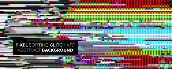 Minimal background with gradient color lines. Geometric trendy design. Pixel sorting glitch style. Eps10 vector illustration