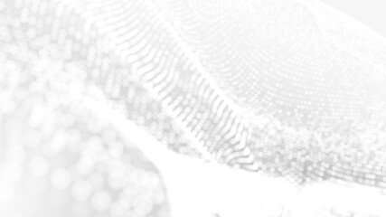 Dot white gray wave light technology texture background. Abstract big data digital concept. 3d rendering.
