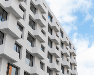 Facade of a modern building with balconies.