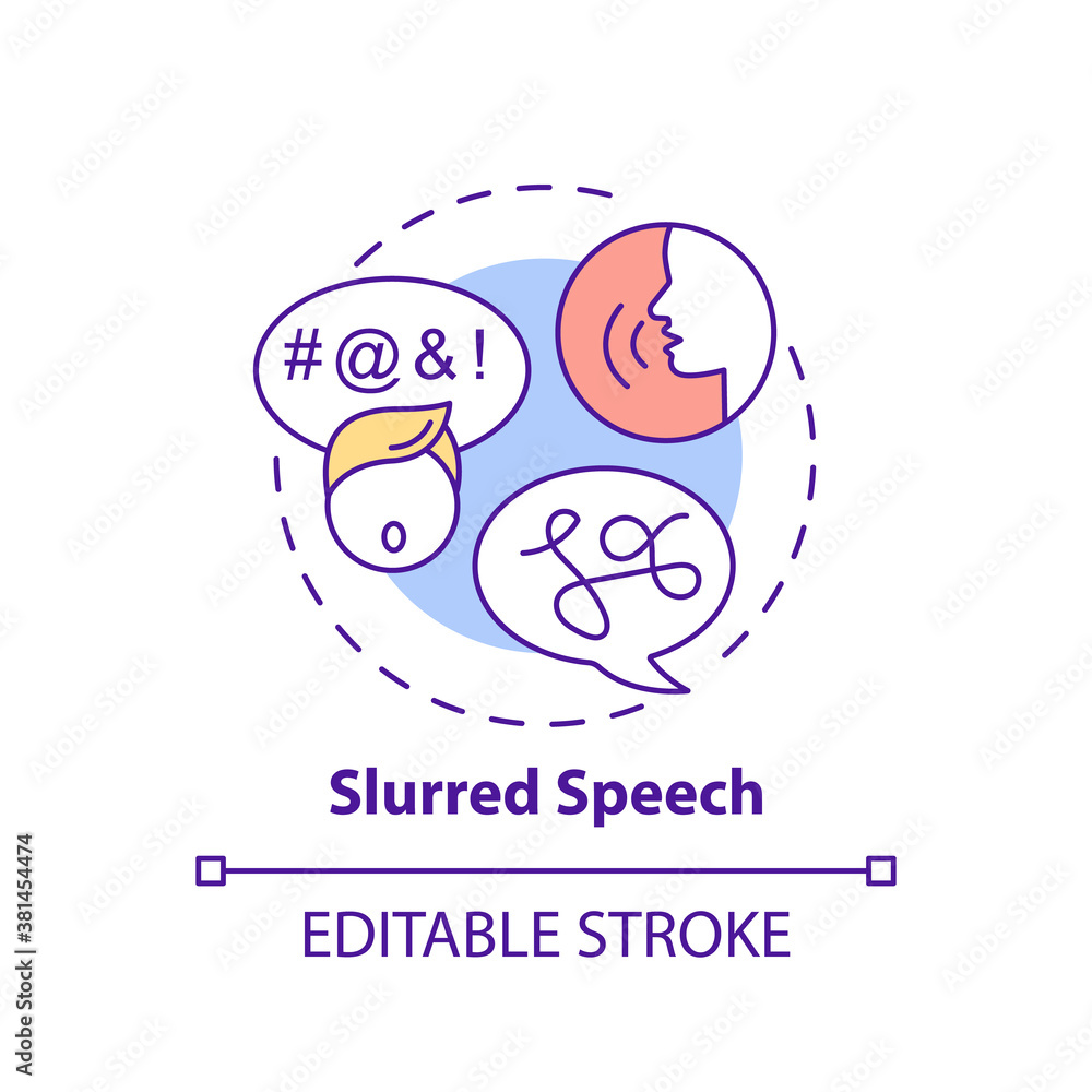 Poster slurred speech concept icon. problem with talking and confusion. medical condition. brain health pro