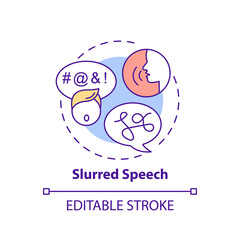 Slurred speech concept icon. Problem with talking and confusion. Medical condition. Brain health problem idea thin line illustration. Vector isolated outline RGB color drawing. Editable stroke