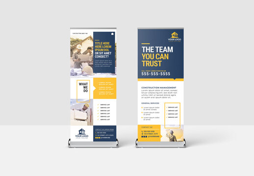 Roll Up Banner with Construction Theme