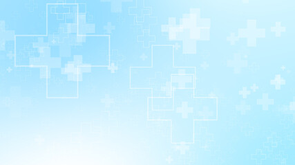 Abstract medical white blue cross pattern background.