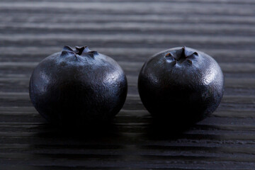 Blueberries soft fruit on black background