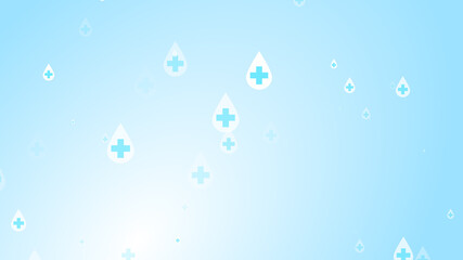 Medical health cross white on blue sanitizer drop pattern background. Abstract healthcare clean and Hygiene concept.