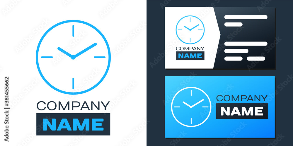 Poster logotype clock icon isolated on white background. time symbol. logo design template element. vector.
