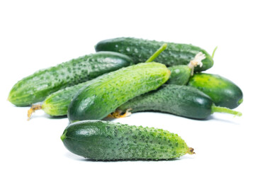 fresh cucumbers isolated on white.
