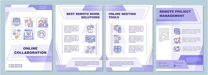 Online collaboration brochure template. Best remote work solutions. Flyer, booklet, leaflet print, cover design with linear icons. Vector layouts for magazines, annual reports, advertising posters