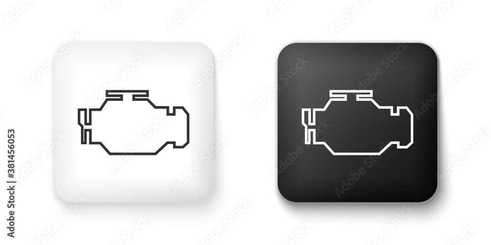 Poster black and white check engine icon isolated on white background. square button. vector.