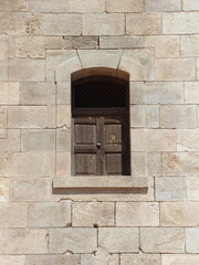 Old Isolated Wooden Brown Window with Lock