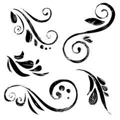 Grunge floral pattern; vector set