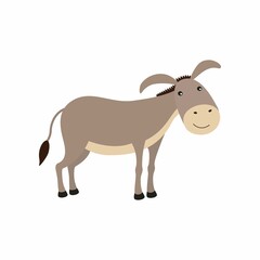 Cartoon happy donkey isolated on white background