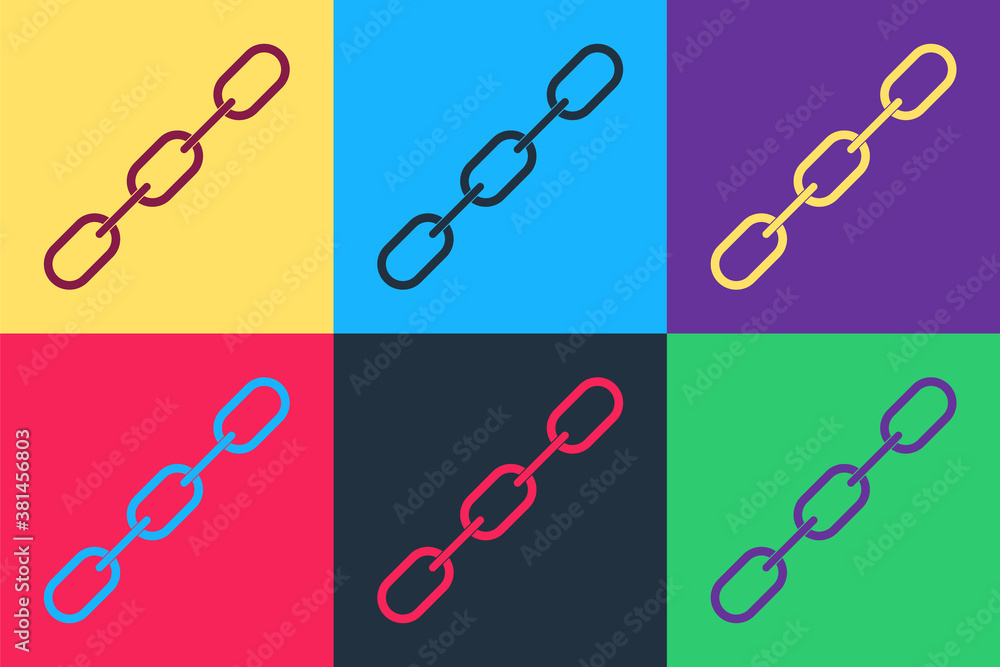 Aufkleber pop art chain link icon isolated on color background. link single. vector.