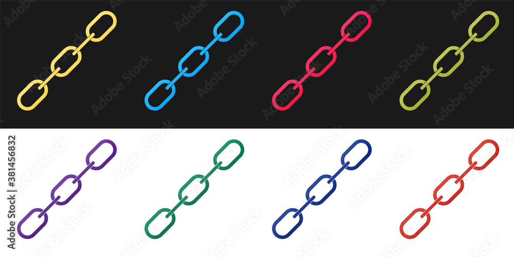 Poster set chain link icon isolated on black and white background. link single. vector.