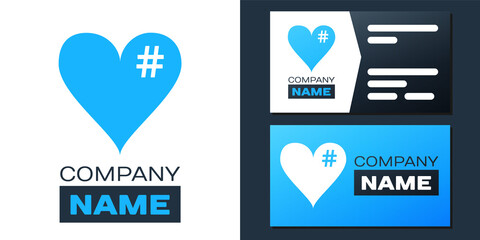 Logotype The hash love icon. Hashtag heart symbol icon isolated on white background. Logo design template element. Vector.