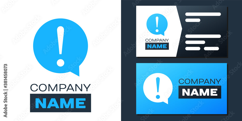 Poster logotype exclamation mark in circle icon isolated on white background. hazard warning symbol. faq si