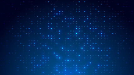 Dot  white blue pattern screen led light gradient texture background. Abstract  technology big data digital background. 3d rendering.