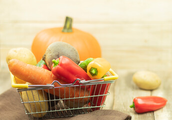 Fresh and healthy vegetables in the basket