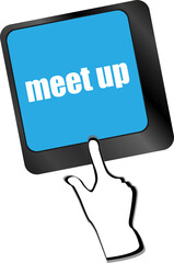 Meeting (meet up) sign button on keyboard with soft focus