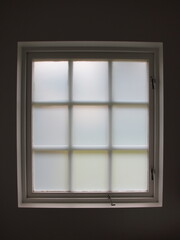 Isolated Old Closed Frosty Bathroom Window Backlit