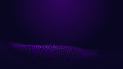 Dot blue purple wave line light gradient dark background. Abstract  technology big data digital background. 3d rendering.