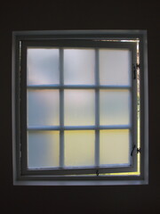 Isolated Old Open Frosty Bathroom Window Backlit