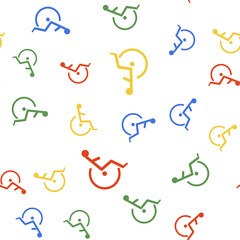 Color Disabled handicap icon isolated seamless pattern on white background. Wheelchair handicap sign. Vector.