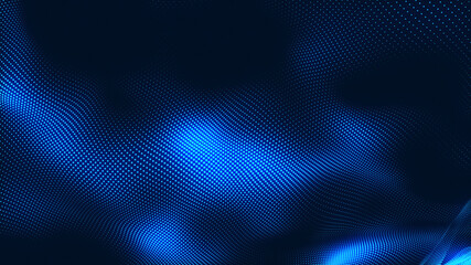 Dot white blue wave light screen gradient texture background. Abstract  technology big data digital background. 3d rendering.