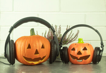 Fresh pumpkin for halloween as background with place for text