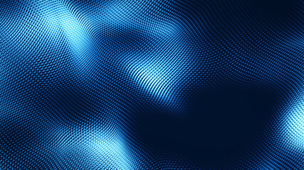 Dot white blue wave light screen gradient texture background. Abstract  technology big data digital background. 3d rendering.