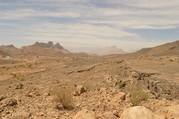 The beautiful desert landscape on the Arabian Peninsula in Oman