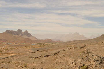 Fototapeta na wymiar The beautiful desert landscape on the Arabian Peninsula in Oman