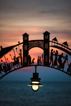 EUCLID BEACH PARK ARCHWAY with sunset in ohio