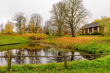 Obraz premium Rural Latvia. Beautiful autumn landscape in Gauja national Park, Sigulda, Latvia